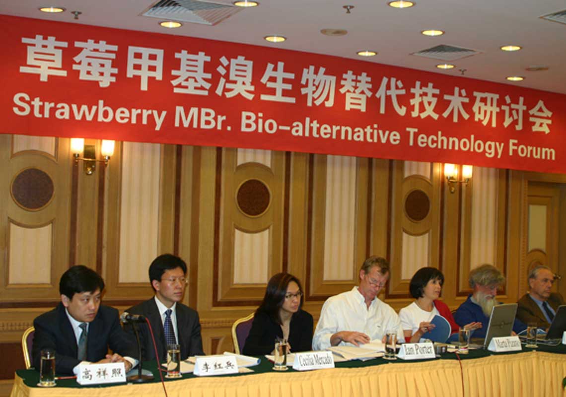 聯(lián)合國環(huán)境署、聯(lián)合國工發(fā)組織等機構出席了我公司舉行的草莓甲基溴生物替代技術(shù)研討會(huì )